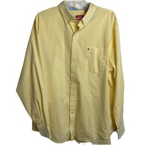 IZOD MEN'S LONG SLEEVE SHIRT SIZE XL‎ BUTTON DOWN Yellow White Check EUC